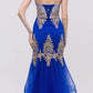 LIQUIDACIÓN - Vestido de Noche Strapless Bordado con Falda en Capas Eureka 6009 (Talla XL)