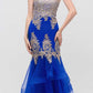 LIQUIDACIÓN - Vestido de Noche Strapless Bordado con Falda en Capas Eureka 6009 (Talla XL)