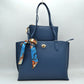 Structured Shoulder Tote Bag with Matching Pouch and Scarf