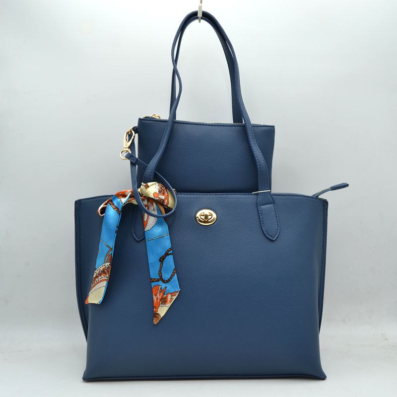 Structured Shoulder Tote Bag with Matching Pouch and Scarf