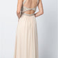 Juliet 609 A Line Chiffon Floor Length Gown Cut Out Back