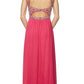 Juliet 609 A Line Chiffon Floor Length Gown Cut Out Back