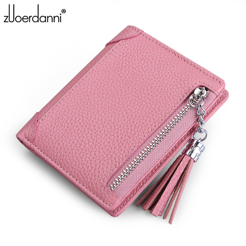 Women's Korean Leather Short Simple Thin Cowhide Buckle
