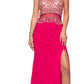 Juliet 617 Embellished Bodice Sheer Midriff Evening Gown