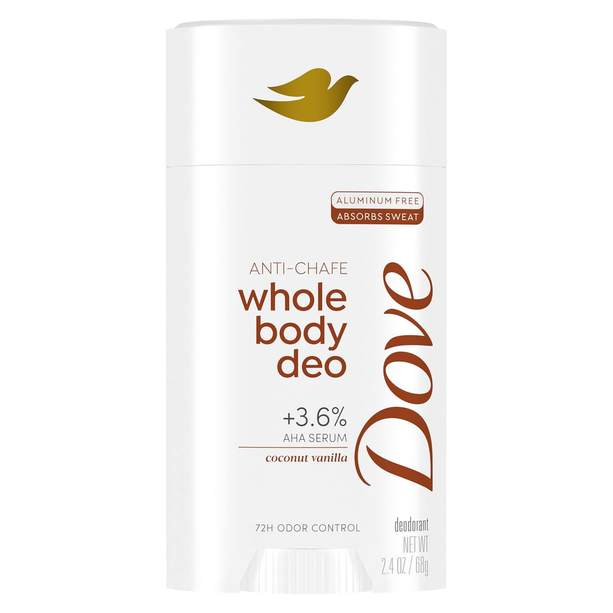 Desodorante en Barra Sin Aluminio y Anti-Rozaduras para Mujer Dove Cuidado Corporal Total Coco Vainilla 68 g