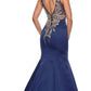 Juliet 623 Trumpet Style Gown with Applique Beading