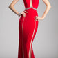 Cinderella Divine 62806 Beaded Waist Cut Out Back Long Dress