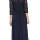 CLEARANCE - Celavie 6305L Three-Quarter Length Lace Sleeve Dress A-line (Size M)