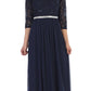 CLEARANCE - Celavie 6305L Three-Quarter Length Lace Sleeve Dress A-line (Size M)