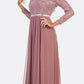 CLEARANCE - Celavie 6305L Three-Quarter Length Lace Sleeve Dress A-line (Size M)