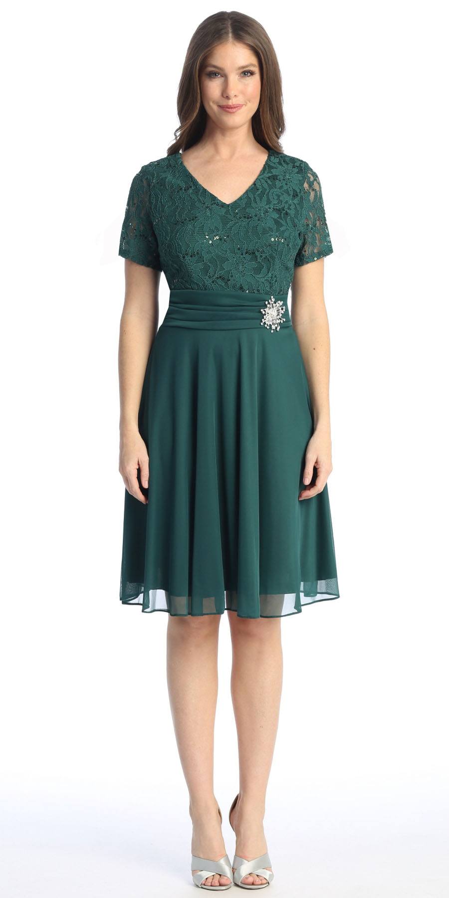LIQUIDACIÓN - Vestido largo hasta la rodilla Celavie 6320S de manga corta (Talla L)