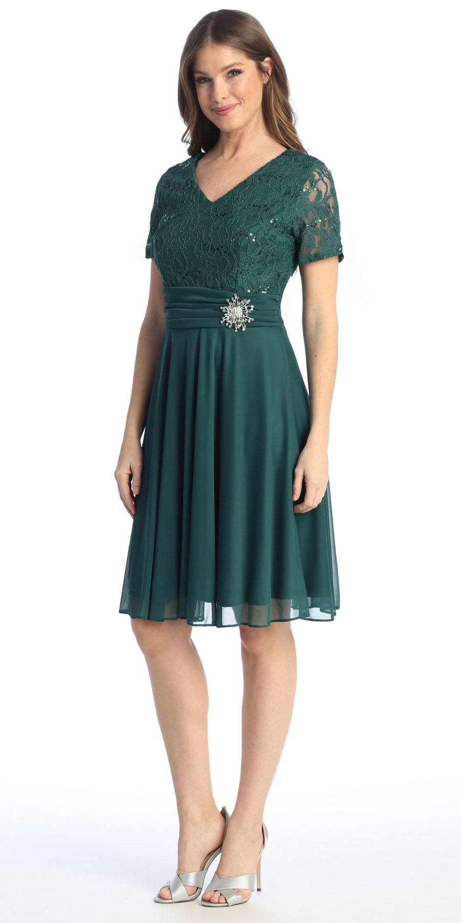 LIQUIDACIÓN - Vestido largo hasta la rodilla Celavie 6320S de manga corta (Talla L)