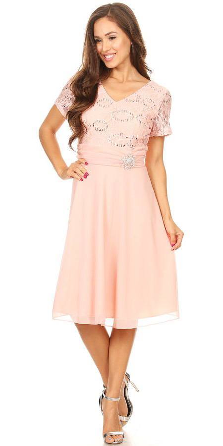 LIQUIDACIÓN - Vestido largo hasta la rodilla Celavie 6320S de manga corta (Talla L)