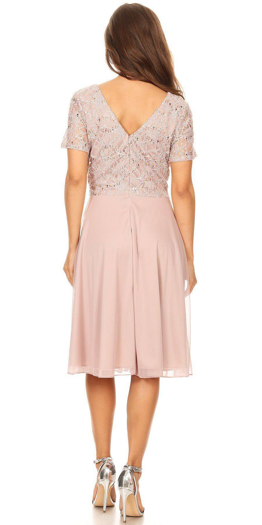 LIQUIDACIÓN - Vestido largo hasta la rodilla Celavie 6320S de manga corta (Talla L)