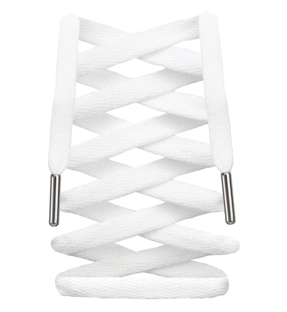 LitLaces - Premium Flat Cotton Shoe Laces Replacement for Air Jordan Nike Dunk Air Force 1 Converse & Casual Shoes (White/Silver 72")