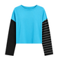 Pima Cotton Mixed Media Mini Luxury Boxy T-Shirt - Capri