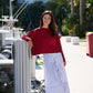 Cotton Gaucho Pants - Nautical Stripe