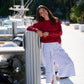 Cotton Gaucho Pants - Nautical Stripe