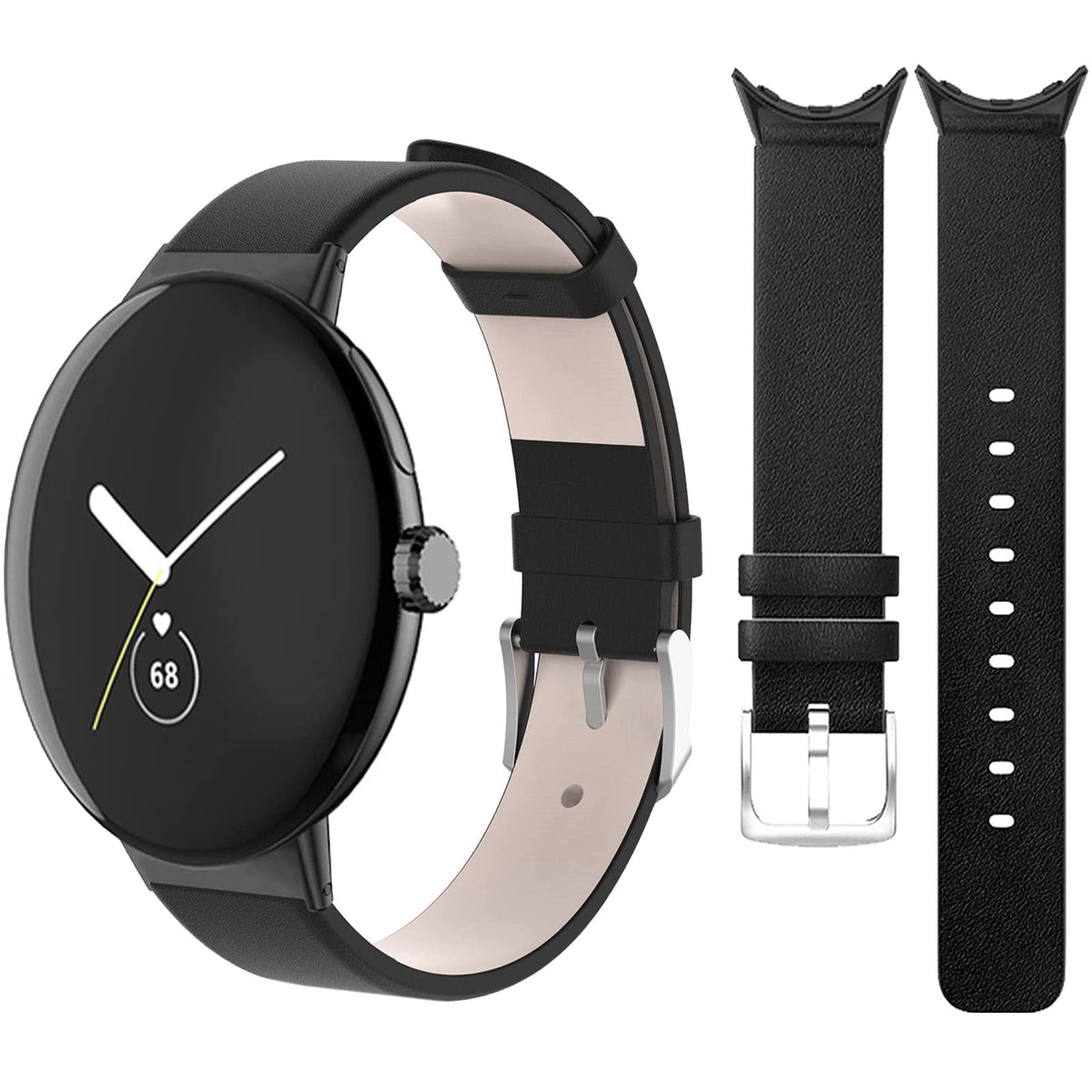 NINKI para Google Pixel Watch 3 41MM Correa/Pixel Watch 2 Correa/Pixel Watch Correa para Mujer (Negro con Beige) Correa de Repuesto de Cuero para Google Pixel Watch 2 Correa de Cuero Pixel Watch 3 41MM