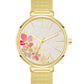 Nine West Womens Floral Dial Mesh Bracelet Watch