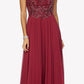 Juliet 657 Cap Sleeves Beaded Bodice A-line Long Dress