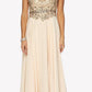 Juliet 657 Cap Sleeves Beaded Bodice A-line Long Dress