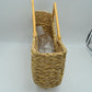 Woven Basket Tote Bag with Metallic Thread and Triangle Handles