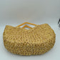 Woven Basket Tote Bag with Metallic Thread and Triangle Handles