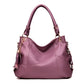 Women's Hand-held Soft Leather Tassel Big Handbags