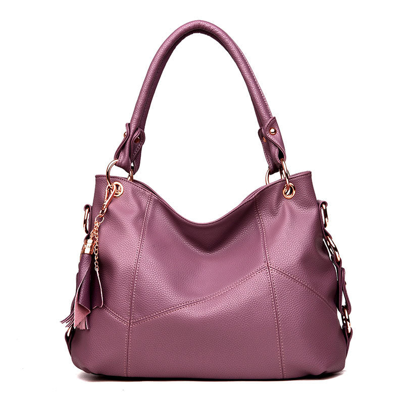 Women's Hand-held Soft Leather Tassel Big Handbags