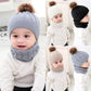 Organic Cotton Kids Beanie & Scarf Set | Chunky Knit Pom Pom Winter Set