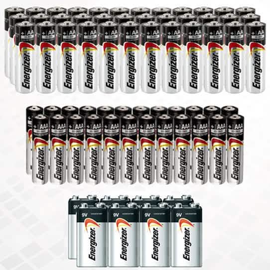 Paquete de 68 pilas Energizer AA, AAA y 9V