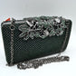 Studded Evening Clutch with Ornate Leaf Clasp Detail