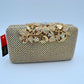 Studded Evening Clutch with Ornate Leaf Clasp Detail