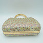 Rhinestone Encrusted Evening Clutch Bag with Pearl Clasp and Metal Handle