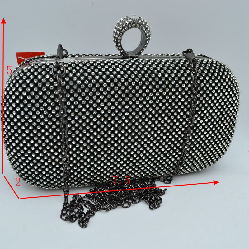 Embellished Box Clutch with Ring Top Clasp