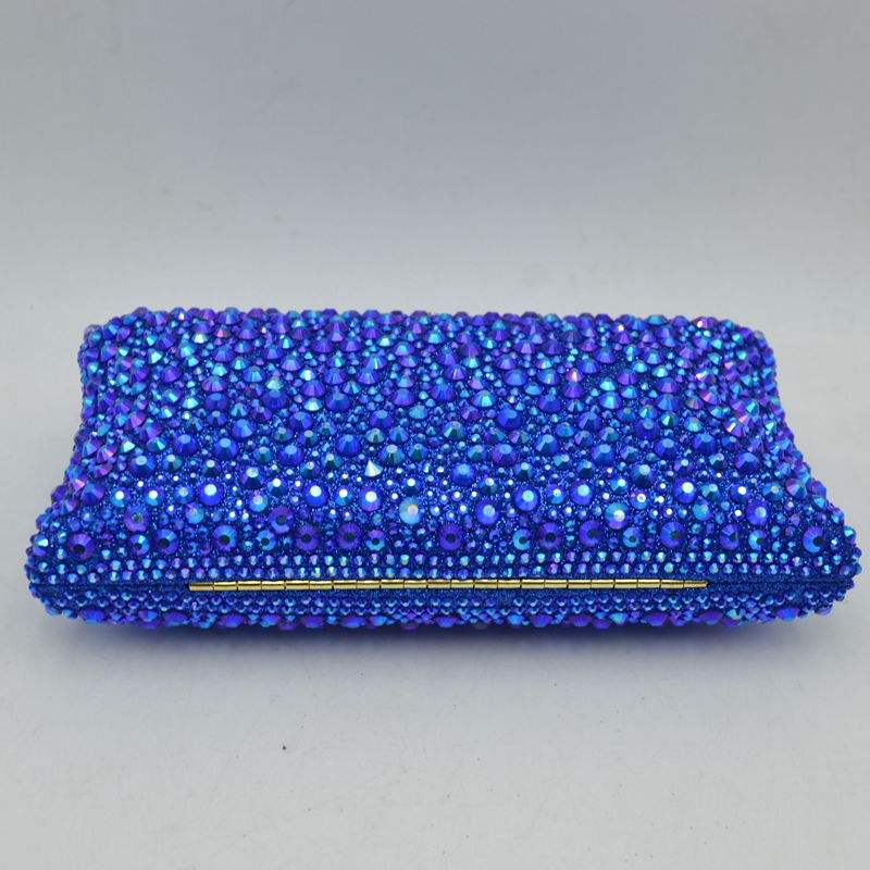 Rhinestone Embellished Box Clutch Bag with Removable Chain Strap