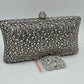 Rhinestone Embellished Box Clutch Bag with Removable Chain Strap