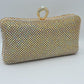 Shimmering Studded Clutch Bag with Textured O-Ring Clasp