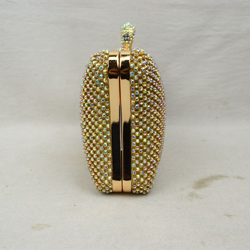 Shimmering Studded Clutch Bag with Textured O-Ring Clasp