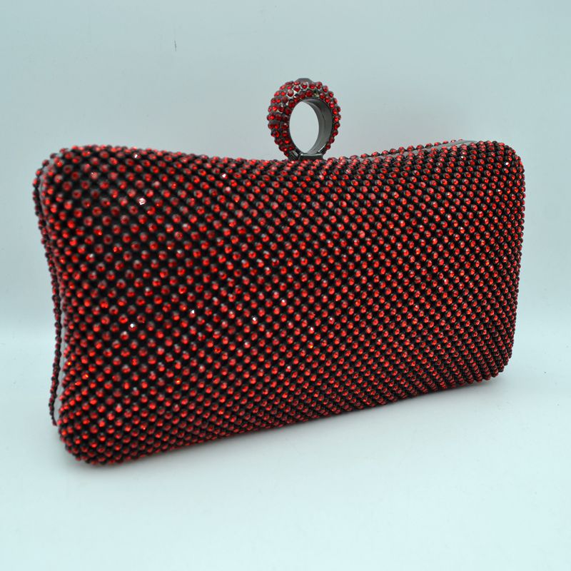 Shimmering Studded Clutch Bag with Textured O-Ring Clasp
