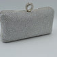 Shimmering Studded Clutch Bag with Textured O-Ring Clasp