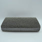 Grid Patterned Box Clutch with Jeweled Dome Clasp