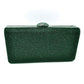 Grid Patterned Box Clutch with Jeweled Dome Clasp