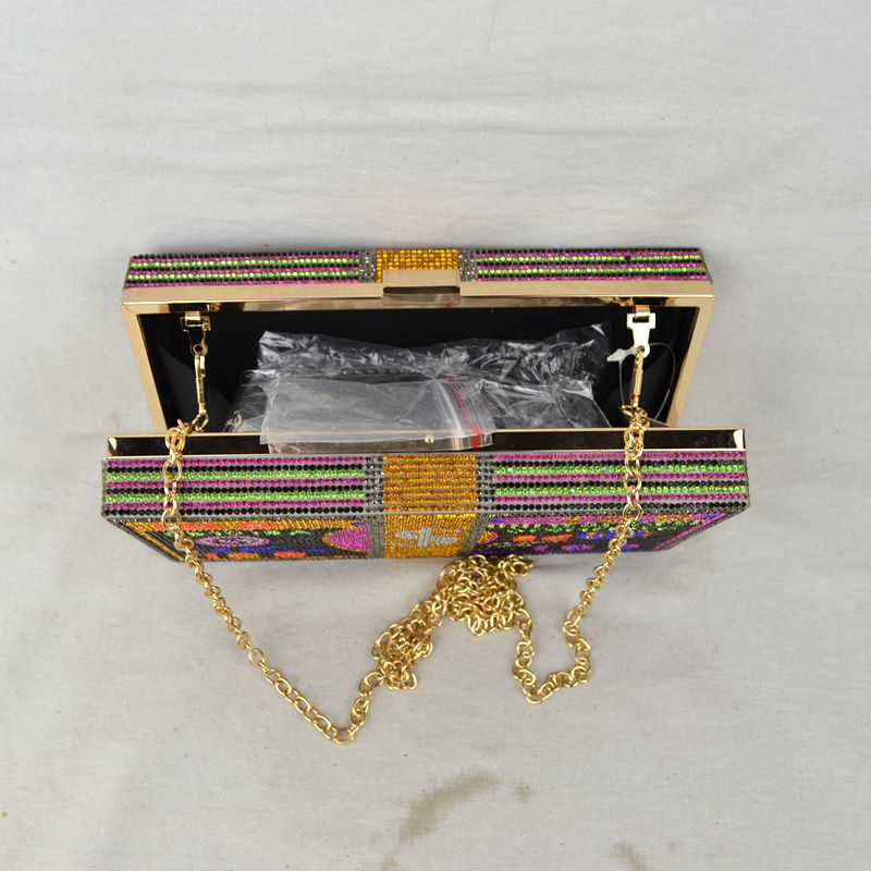 Rhinestone Money Clutch Bag with Removable Chain Strap