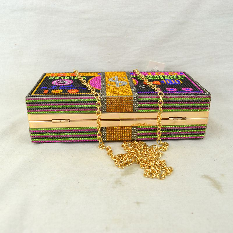 Rhinestone Money Clutch Bag with Removable Chain Strap