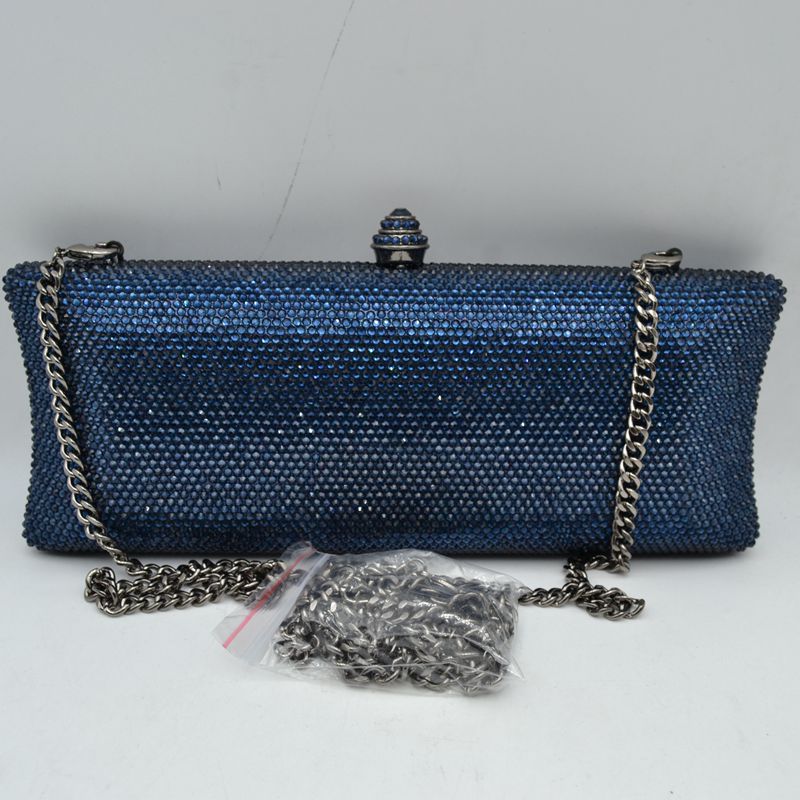 Elongated Evening Clutch Bag with Slender Chain Strap