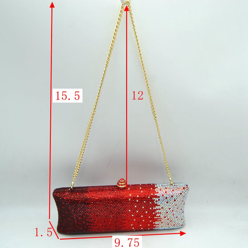 Elongated Evening Clutch Bag with Slender Chain Strap