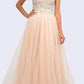 Juliet 684 Cap Sleeved Long Formal Dress with Appliques