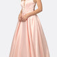 Juliet 687 Long Shiny Satin A-line Prom Gown with Pockets